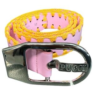 PUCCI - NEW WITH TAG - Designer Pink and Yellow Women's Genuine Leather Belt